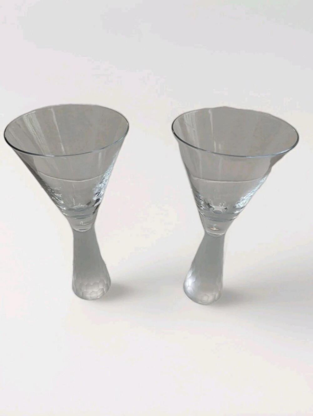 Artland Prescott Wine Martini Glass Frosted Honeycomb Stem Pedestal Set 2 EUC - Picture 5 of 9